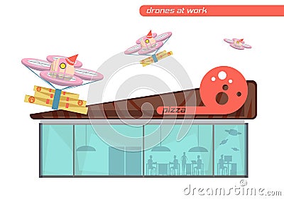 Drones Flat Set Vector Illustration