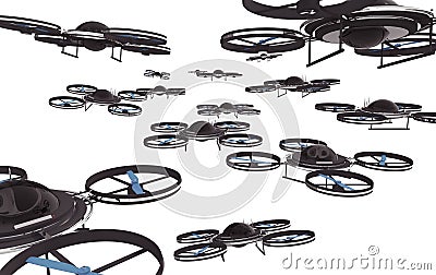 Drones Invasion Isolated Stock Photo