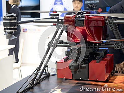 Drones for video surveillance and monitoring at the Consumer Electronic Show CES 2020 Editorial Stock Photo
