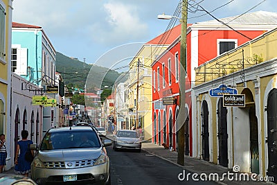 Dronningens Gade, Charlotte Amalie, US Virgin Islands Editorial Stock Photo