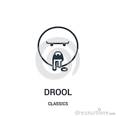 drool icon vector from classics collection. Thin line drool outline icon vector illustration. Linear symbol Vector Illustration