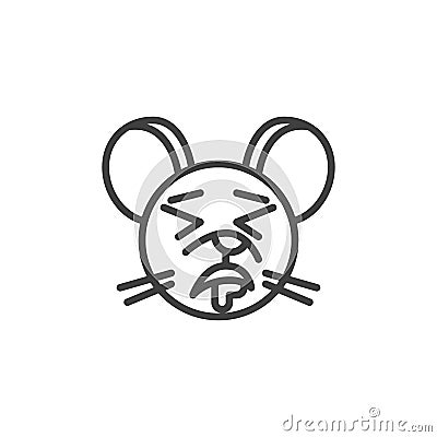 Drooling rat emoticon line icon Vector Illustration