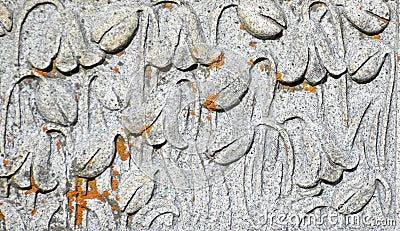 Drooping Crocuses carved in Headstone Stock Photo