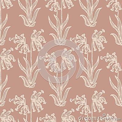 Droopy wildflower seamless vector pattern. Vector Illustration