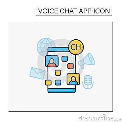 Drop in audio chat app color icon Vector Illustration