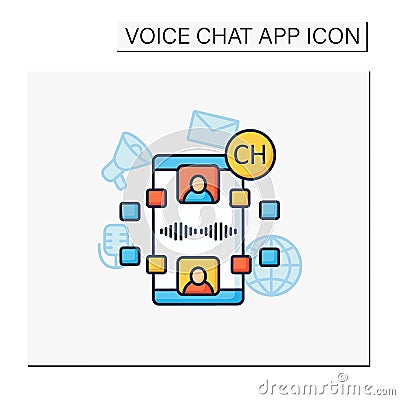 Drop-in-audio chat color icon Vector Illustration
