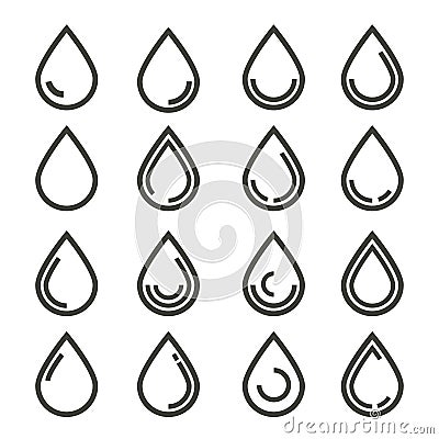 Drop icons flat line on white background Vector Illustration