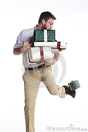 Drop kicking present Stock Photo