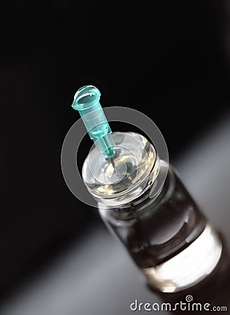 Drop, needle, vial Stock Photo