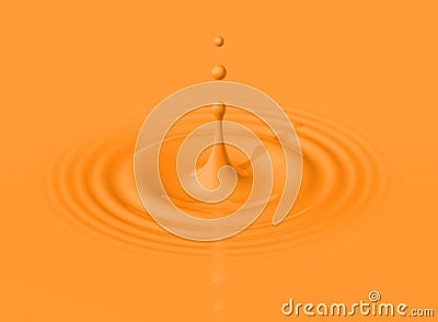 Drop of orange milkshake and ripple Cartoon Illustration