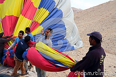 Drop process of balloon in Luxor Editorial Stock Photo