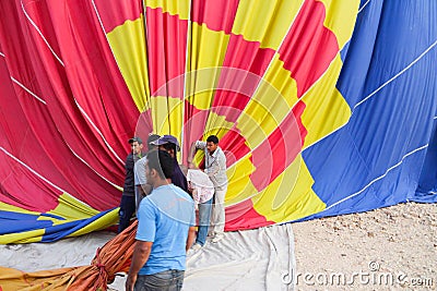 Drop process of balloon in Luxor Editorial Stock Photo