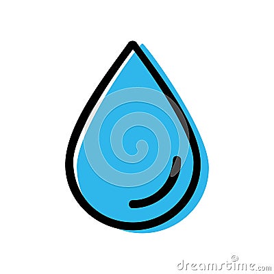 DROP OF WATER, BLACK OUTLINED DRAWING ICON Vector Illustration