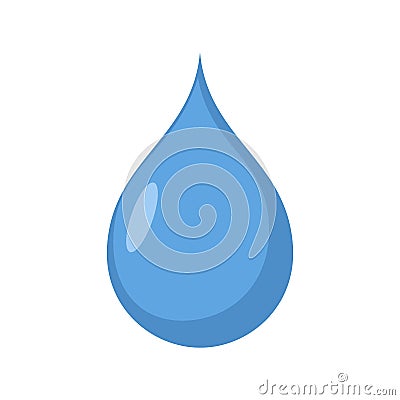 Drop of water isolated. drib Aqua blue on white background Vector Illustration