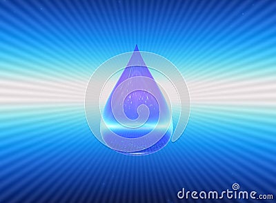 a drop of water symbol H2O . 3D illustration. Cartoon Illustration