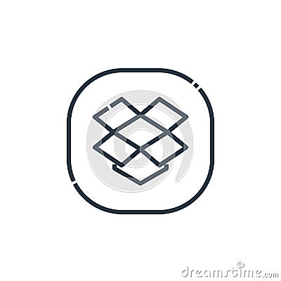 dropbox icon vector from social media logos concept. Thin line illustration of dropbox editable stroke. dropbox linear sign for Vector Illustration