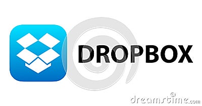 Dropbox Logo Icon and Name plate. Editorial Stock Photo