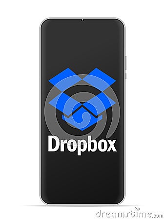 Dropbox logo icon on smartphone screen Vector Illustration