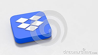 Dropbox Logo on Light Gray Background with Copy space Editorial Stock Photo