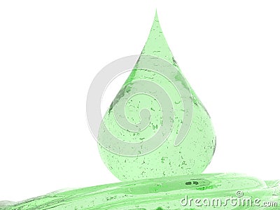 Droplet of green cosmetic gel isolated on white Stock Photo