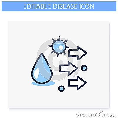 Droplet spread line icon. Editable illustration Vector Illustration