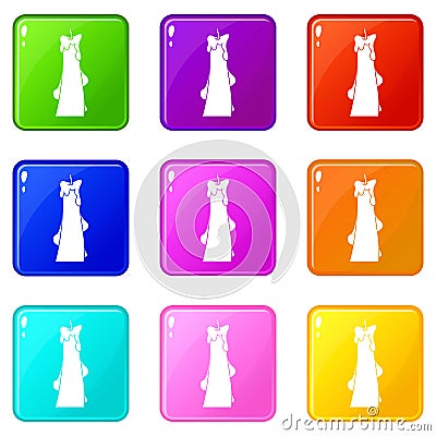 Dropped candle icons 9 set Vector Illustration