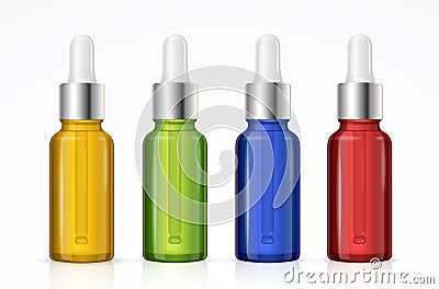 Dropper Bottle Set Colorful. Vector Vector Illustration