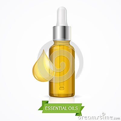 Dropper Essential Oil Bottle. Vector Vector Illustration