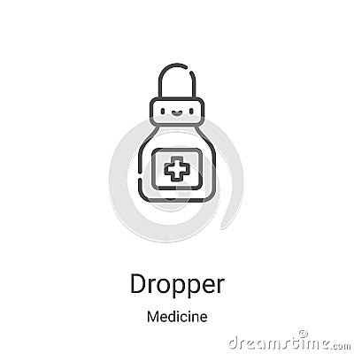 dropper icon vector from medicine collection. Thin line dropper outline icon vector illustration. Linear symbol for use on web and Vector Illustration