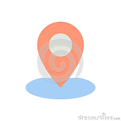 Dropping pin point flat color ui icon Vector Illustration