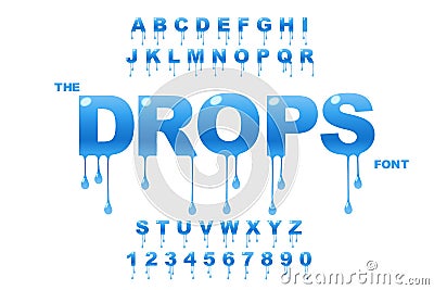 Drops art. Water drop.Vector of modern bold font and alphabet. Vector Illustration