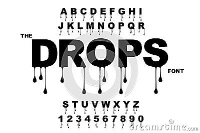 Drops art. Water drop.Vector of modern bold font and alphabet. Vector Illustration