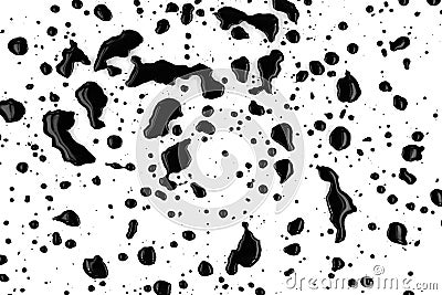 Drops of black paint splattered on a white background, texture Stock Photo