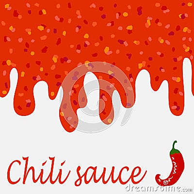 Drops of chili sauce. Vector seamless banner. Wrapping of packages Vector Illustration