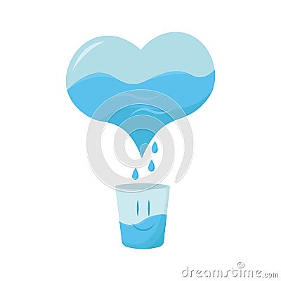 Drops of water dropping from a heart shape Vector Vector Illustration