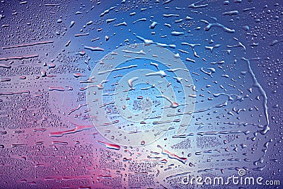Drops on window. Different colors Stock Photo