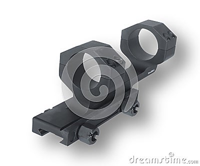 Dropshadow behind a Long distance base and rings for a sniper rifle Stock Photo