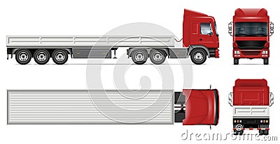 Dropside truck vector mockup side, front, back, top view Vector Illustration