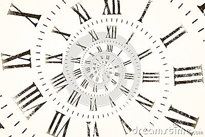 Droste effect background with infinite clock spiral. Abstract design for concepts related to time Stock Photo