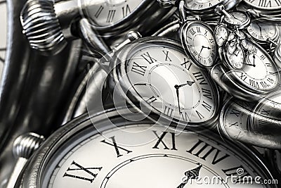 Droste effect background with infinite clock spiral. Abstract design for concepts related to time Stock Photo