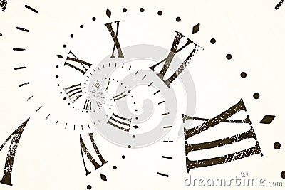 Droste effect background with infinite clock spiral. Abstract design for concepts related to time Stock Photo