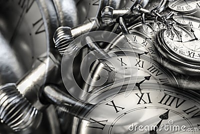Droste effect background with infinite clock spiral. Abstract design for concepts related to time Stock Photo