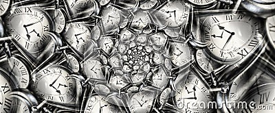 Droste effect background with infinite clock spiral. Abstract design for concepts related to time Stock Photo