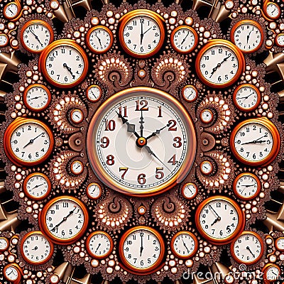 Droste Effect Clock Recursive image of a clock containing smalle Stock Photo