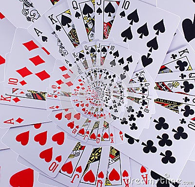 Droste Spiral Poker Royal Flush Playing Cards Stock Photo