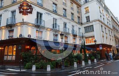Drouant is historic Parisian restaurant founded in 1880, located in the very center of Paris, between the Opera Garnier Editorial Stock Photo