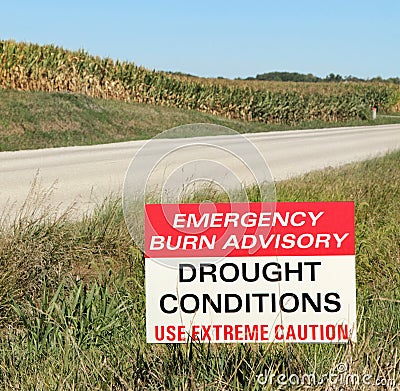 Drought Conditions Advisory Sign Stock Photo