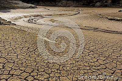 Drought cracked river Stock Photo