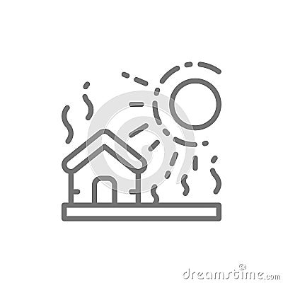 Drought, natural disaster, catastrophe line icon. Vector Illustration