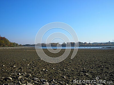 Drought - nearly empty lake Stock Photo